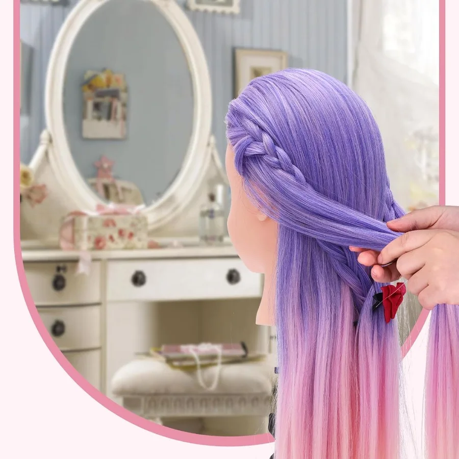 رأس عارضة أزياء لتصفيف الشعر المستقيم مقاس 26 بوصة لتدريب مستحضرات التجميل في تصفيف الشعر والتضفير تتضمن حامل مشابك و Pra