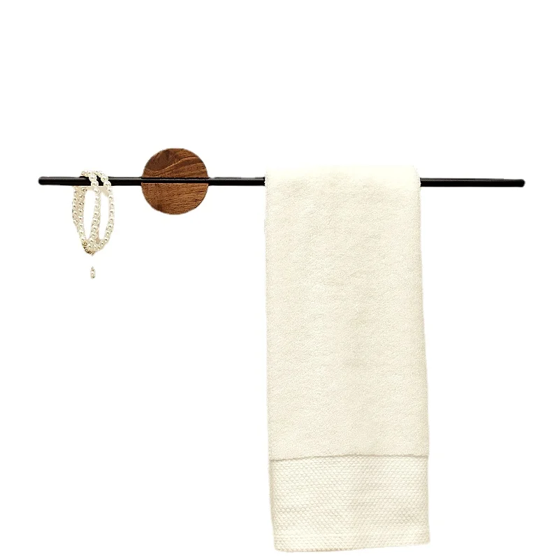 Wyj Black Walnut Bathroom Bath Towel Bar Washstand Storage Storage Hook Shelf