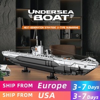 3987PCS U Shaped Submarine Building Blocks Undersea Boat Model Bricks With Base Bracket Desktop Ornaments Kids DIY Toys Gifts