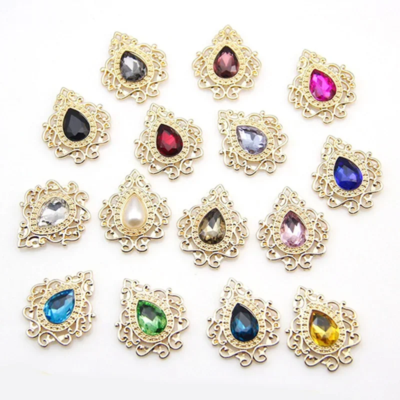 Engood 60Pcs Drop Hollow Button Sewing Trim & Embellishments Craft Buckle for DIY Hair Decoiration Jewerly Clothes Collar Brooch