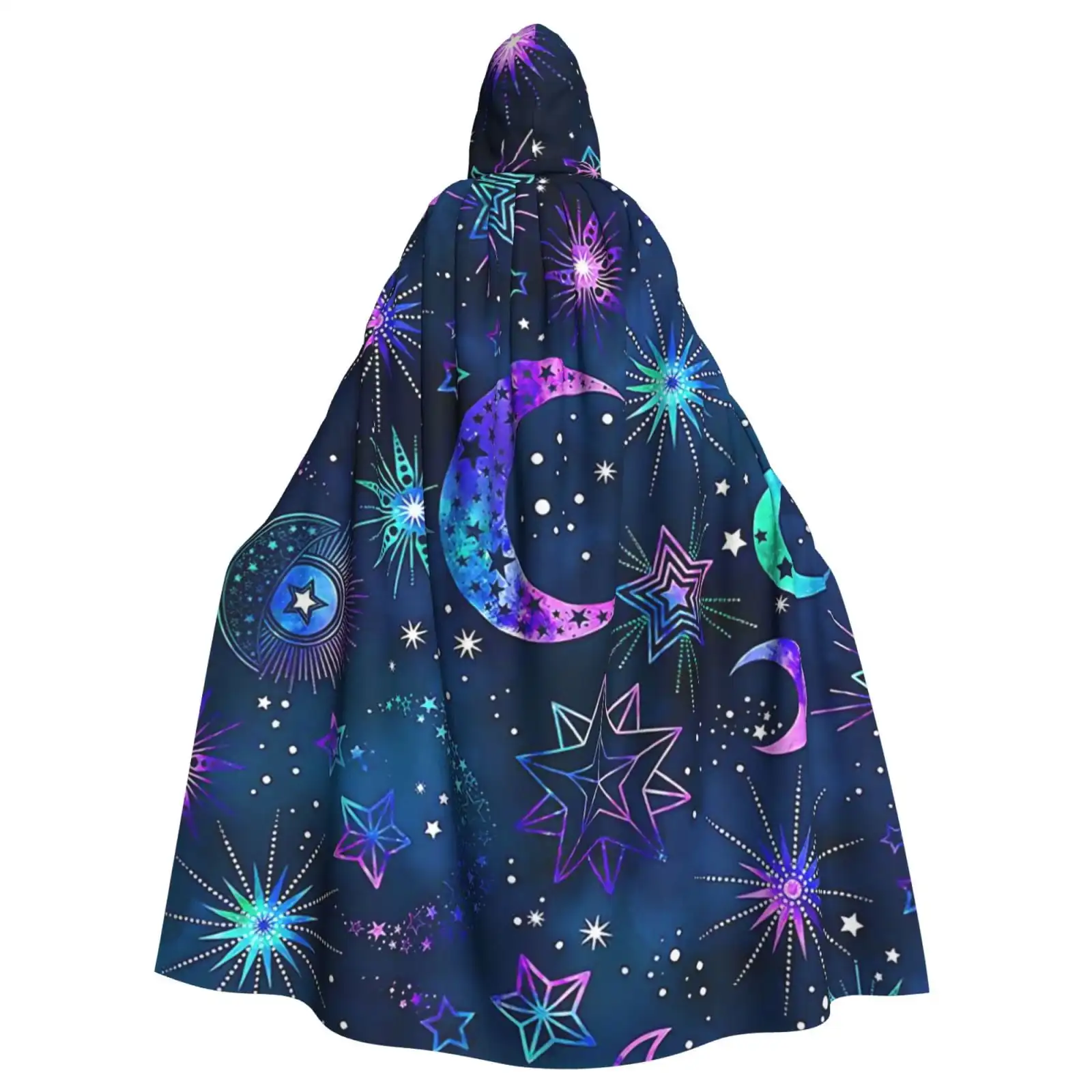 

Unisex Hooded Cloak Adult Lightweight Overcoat Galaxy Moon Starry Star Cloak For Halloween Cosplay Costumes