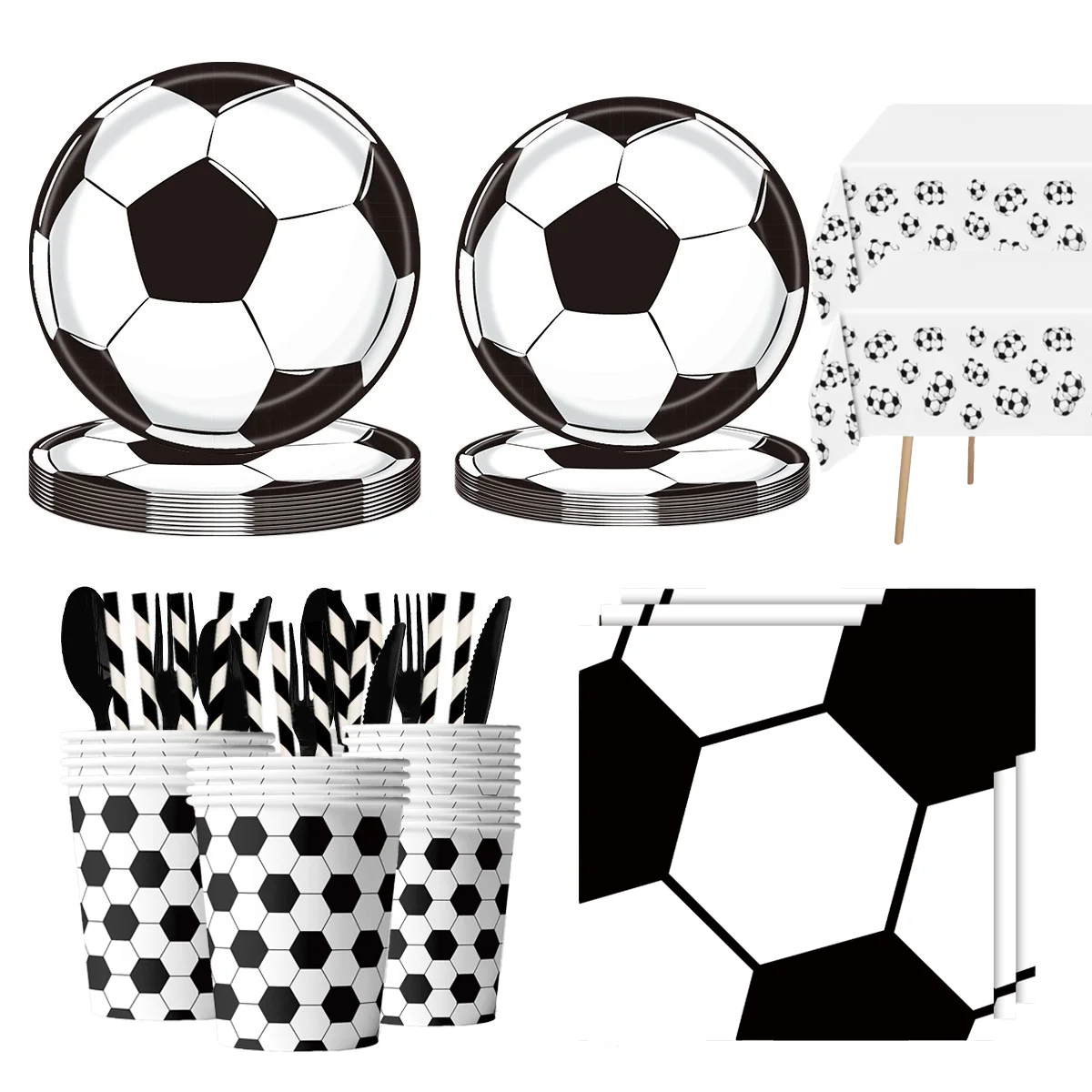 

New Creative Football Racing Birthday Party Supplies Disposable Tableware Set Football Themed Plate cup Party Supplies Decoratio