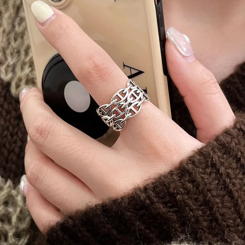Nuevo Anillo Abierto Ajustable Tipo Nariz de Cerdo, Joyería Versátil y de Nicho para Hombres y Mujeres