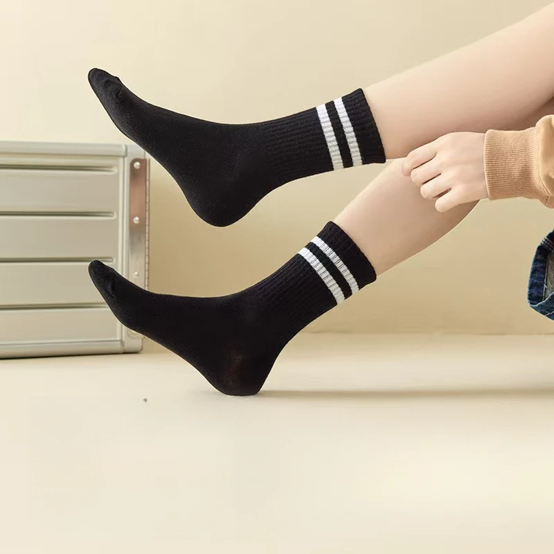1/3/6 пар женских носков средней длины, однотонные, осенне-зимние, дышащие, удобные, спортивные, впитывающие пот, мужские и женские носки