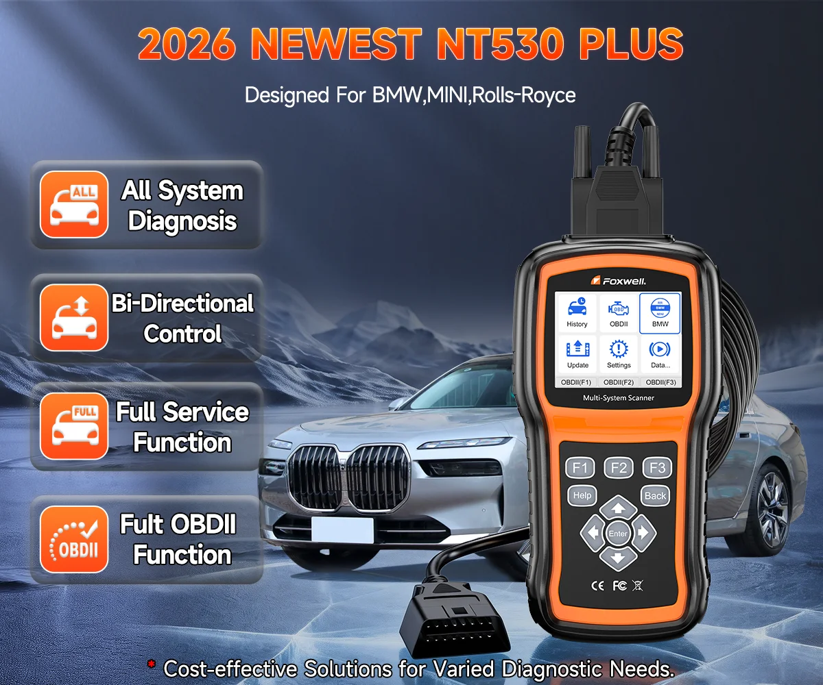 FOXWELL NT530 Plus OBD2-Scanner für BMW, alle Systeme, alle Wartungsdienste, bidirektionales Diagnose-Scan-Tool, OBD2-Scanner für Kraftfahrzeuge – Detail 2