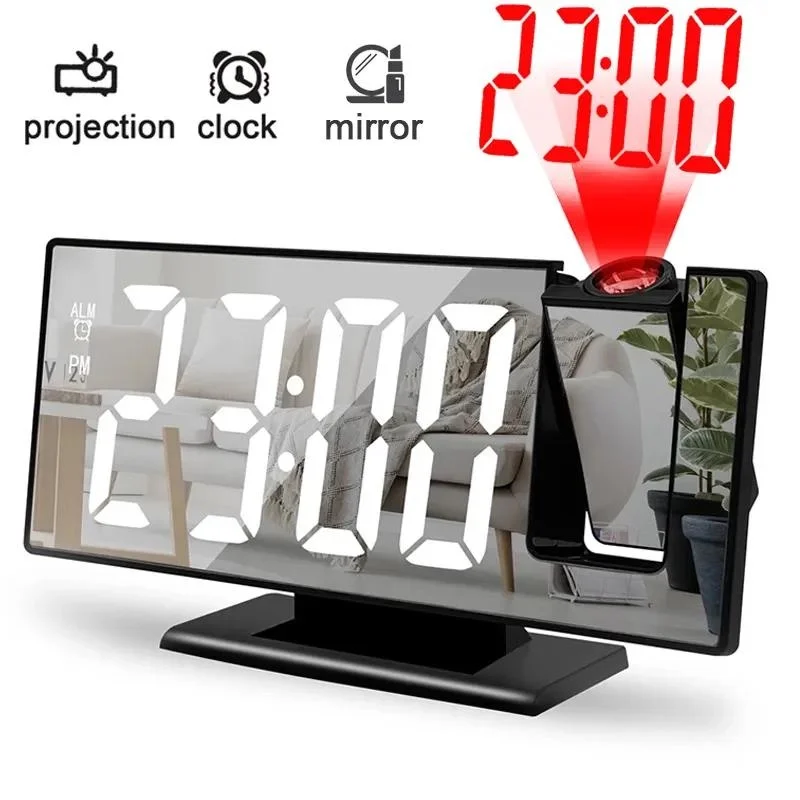 

LED Digital Projection Alarm Clock Table Electronic Alarm Clock with Projection for Bedroom Bedside Desktop Clock