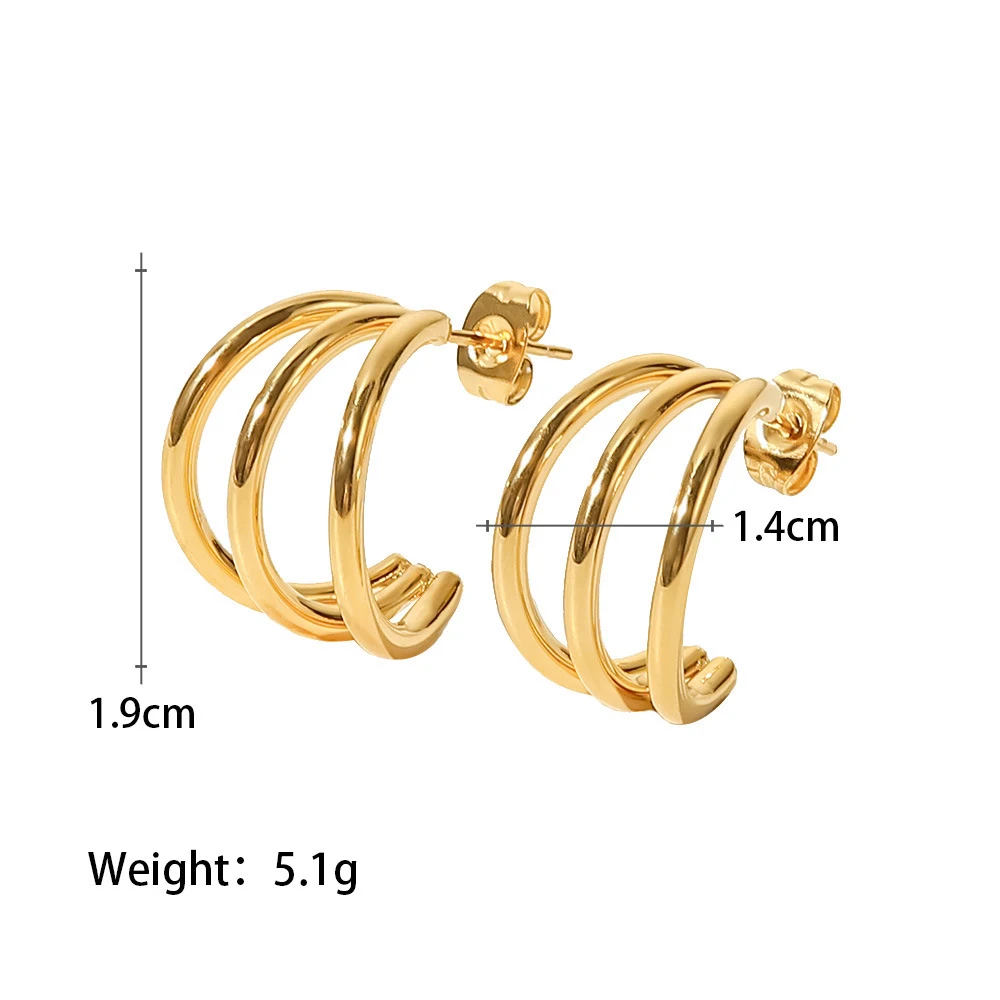 JINFU Gold-plated Hoop Clip Dangle Earrings for Women Fashion Color Enamel CZ Zircon Piercing Earring Set 2023 Jewelry Wholesale