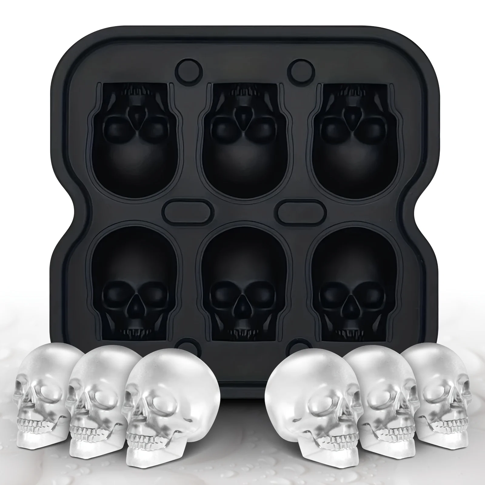 1pc, Skull Shaped Ice Cube Tray, Flexible Silicone Ice Cube Mold, Ice Trays For Freezer, Ice Cube Maker, Easy Release Ice Maker,