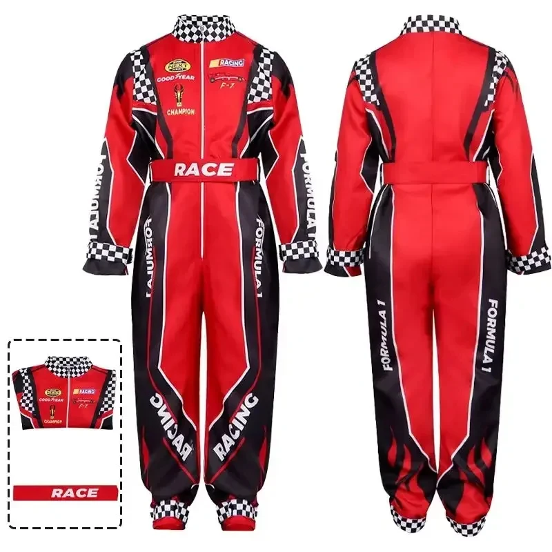 

3,k;6\g/CosplayRacer Cosplay Costume Red Training Racing Uniform Women Men Jumpsuits Belt Outfits Halloween Party Suit fk;6,y'9\