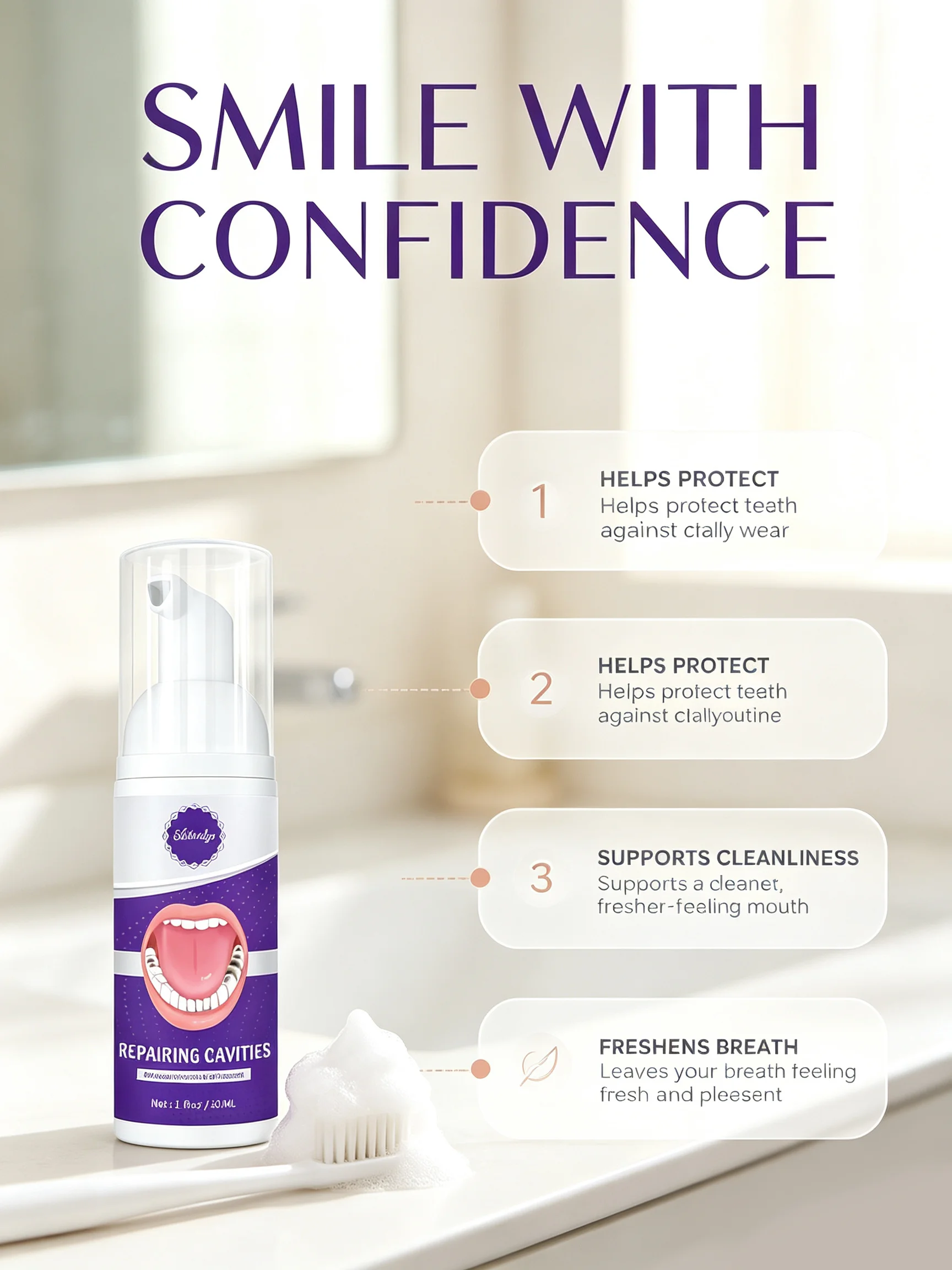 Enamel Remineralizing Tooth Repair Gel Support Strengthen Weak Tooth Surface for Cavity Prone Teeth Daily Oral Care Treatment