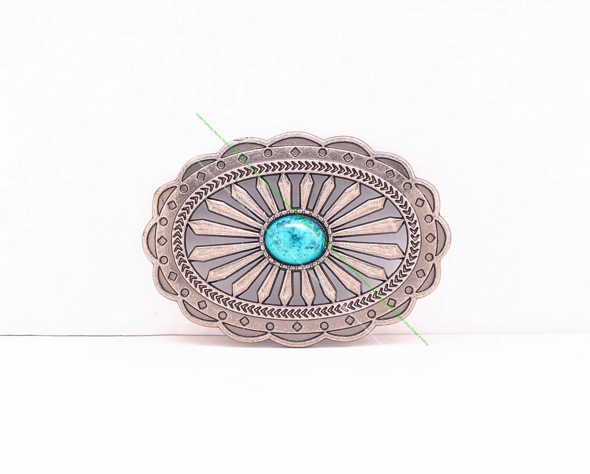 DW2298 10pcs Vintage Western Indian Ethnic Flower Turquoise Concho For Leather Handbag Leathercraft Belt Hat Band Hardware Decor