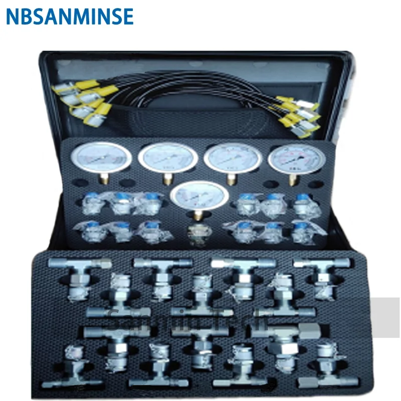 NBSANMINSE SMT05 ABS Test Kit Hydraulic Gauge Kit 63mm 1/10/25/40/60MPa Test Coupling Female Male T-junction Industry Tools