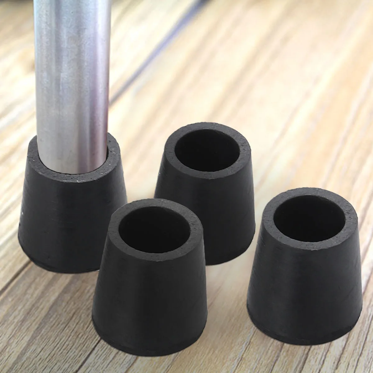 

4pcs Chair Leg Caps Black 12Mm Rubber Round Tips For Furniture Stools Chairs Floor Protection Scratches Dents Prevention