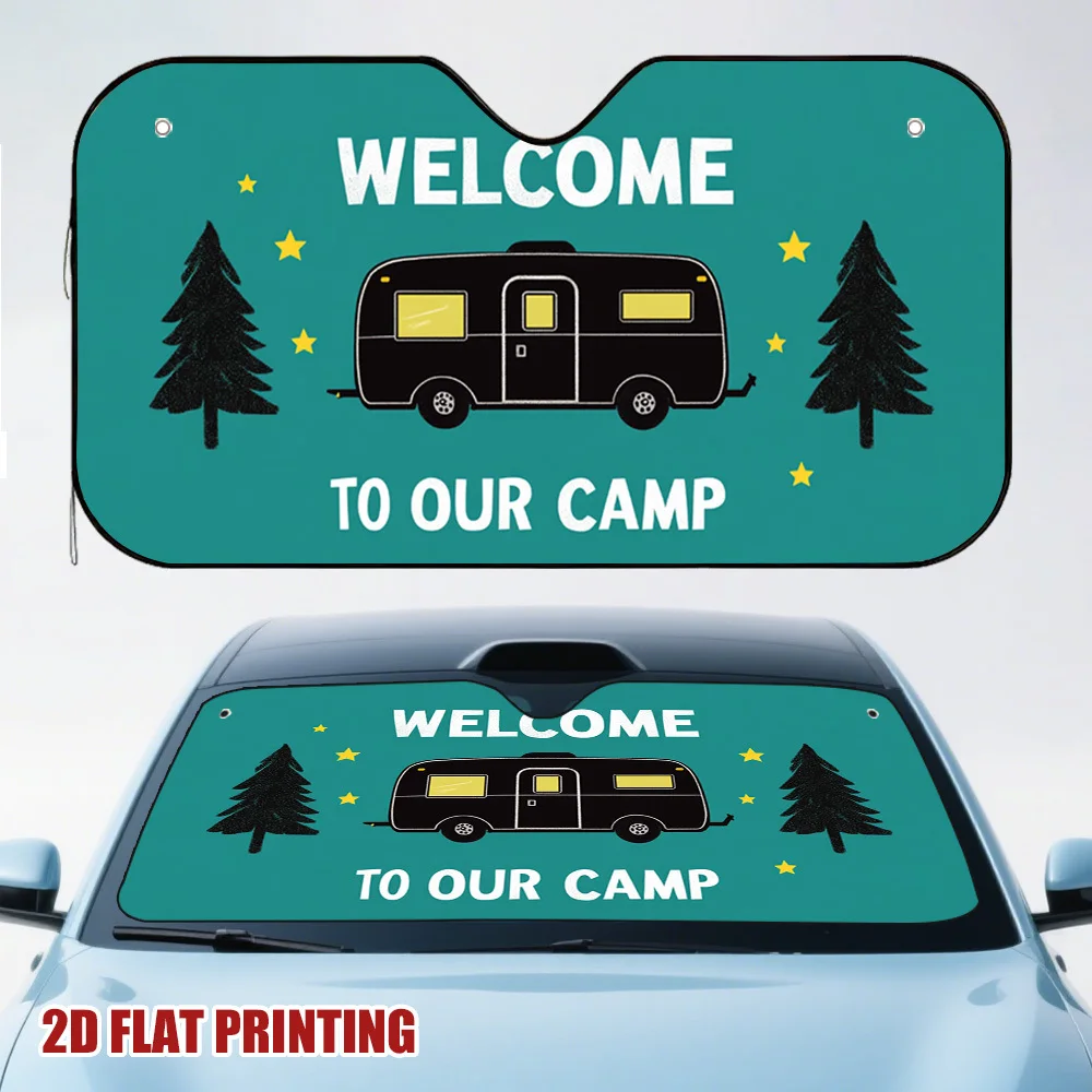 1pc Welcome To Our Camp Car Sun Visor, Perfect For Hot Days, Quickly Reduces Sunlight Intensity And Maintains A Cool Environment