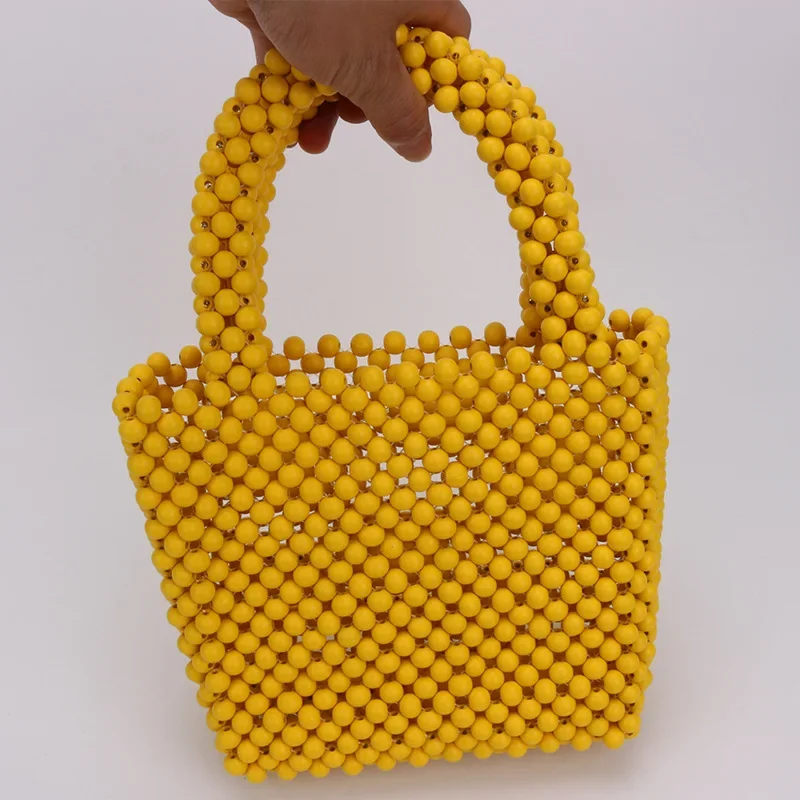 2024 Solid Color Fashion High Quality Purses Handbags Yellow Beaded Women's Daily Bag Sac A Main Femme Tote Summer Custom Color