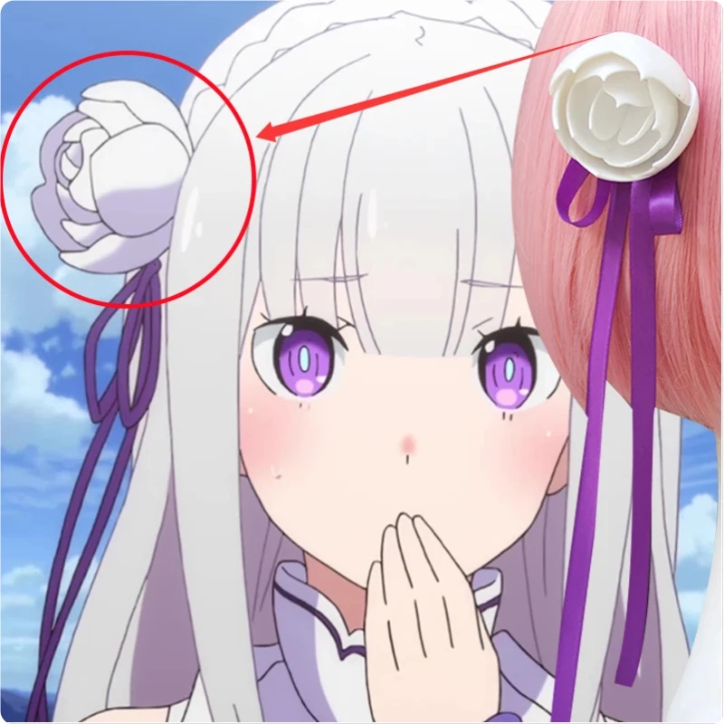 Emilia Re:Zero Starting Life In Another World, accesorios de cosplay, modelado en 3D, pinzas para el cabello con diseño de rosa, accesorios de anime en stock