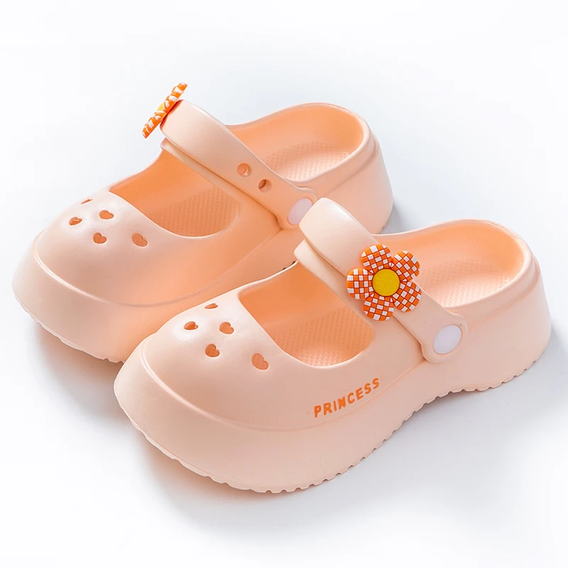 

Summer Baby Girls Grace Slippers Kids Soft Sole Comfortable Anti-skid Toddler Princess Slide Sandals With Flower Beach Hole Shoe