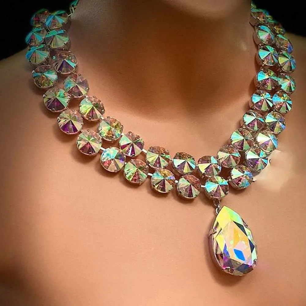 Stonefans Double Layer Necklace Set Free Shiping for Women Luxury 2024 Earring Rhinestone Fashion Bridal Dubai Set Party Gifts