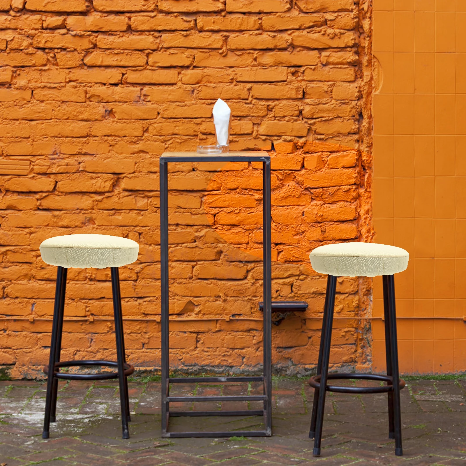 

Round Stool Cover Elastic Slip Resistant Fabric Protector Bar Cloth Chair Covers Stretchable Long Term Use Removable Dining