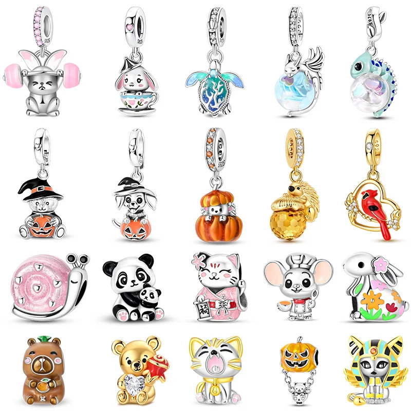925 Sterling Silver Animal Paradise Capybara Turtle Cat Dog Charms Beads For Women Fit Original Bracelet DIY Party Jewelry Gifts
