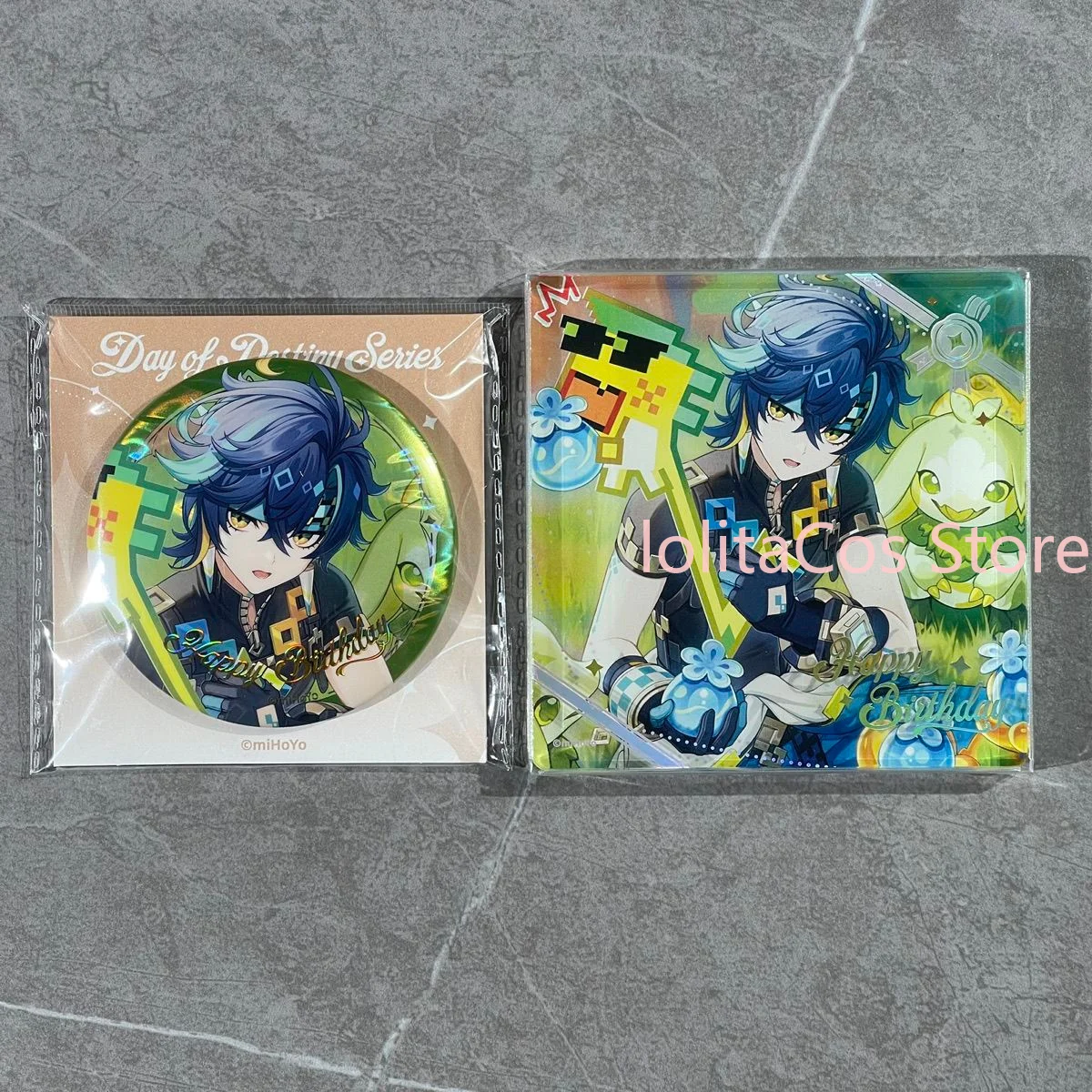 In Stock Official Genshin Impact Kinich Acrylic Coaster Desktop Ornament Anime Double Flash Tin Badge Brooch Gift Cosplay Xmas