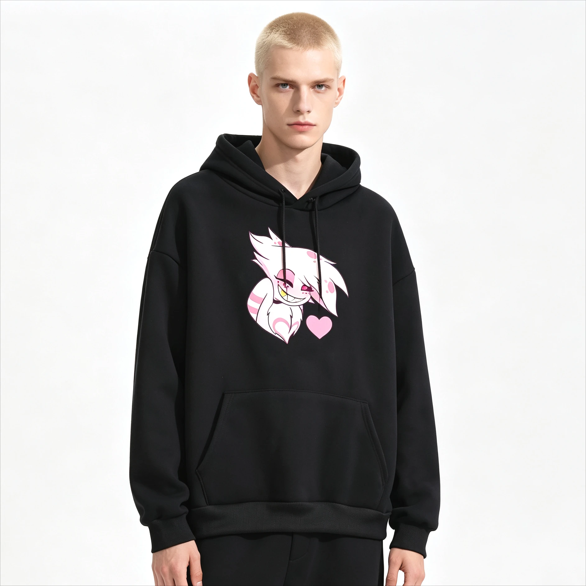 2026 Bestseller Anime Hazbin Hotel Angel Dust Kapuzenpullover mit Print, Lässige Baumwoll-Hoodies Y2K für Männer und Frauen, Retro Harajuku Baumwoll-Sweatshirts