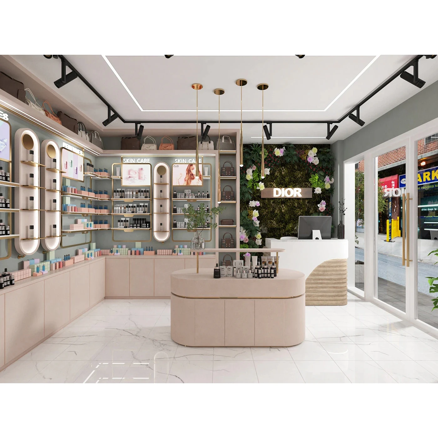 Modern Luxury LED Perfume Shop Display Shelf & Counter Cabinet With Eco-Friendly Retail Interior Decoration Design