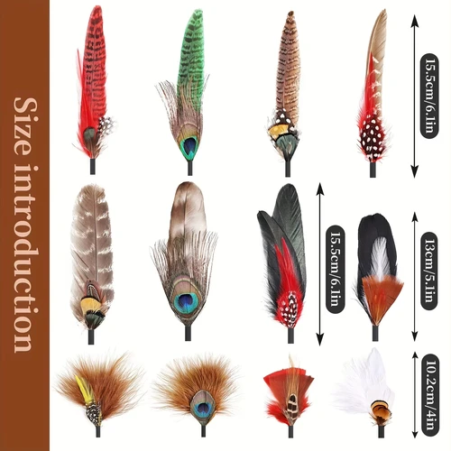Imagen 2 del producto 10-12 Uds plumas de pavo real naturales plumas reales coloridas para sombreros de fiesta de vaquero Fedora manualidades DIY