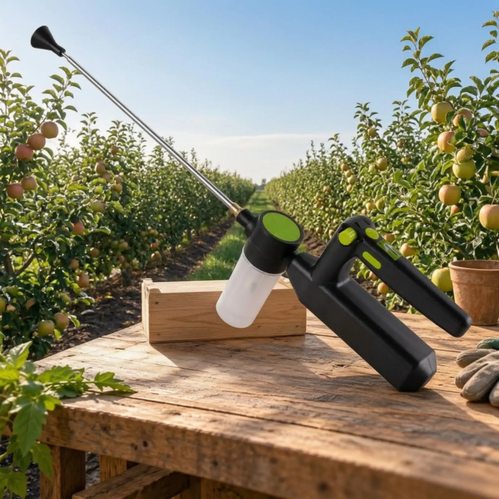 Garden Pollen Sprayer Electric for Fruit Tree Care with Transparent Tank and Telescopic Wand for Easy Reach