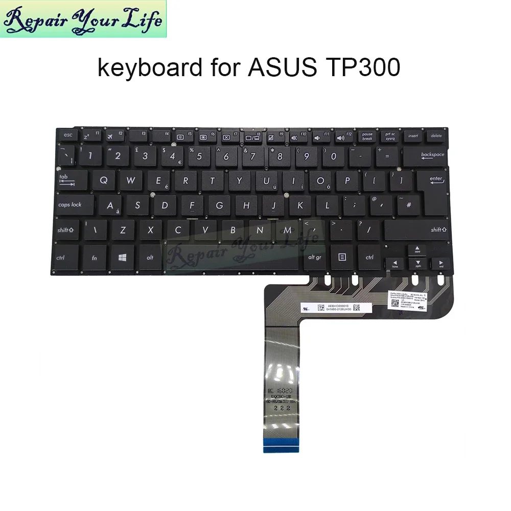 TP300L UK GB English Laptop Keyboard For ASUS Transformer Book Flip Q302 Q304 TP300 TP300LA TP300LD Q302LA Q304UA 0KNB0-2126UK00