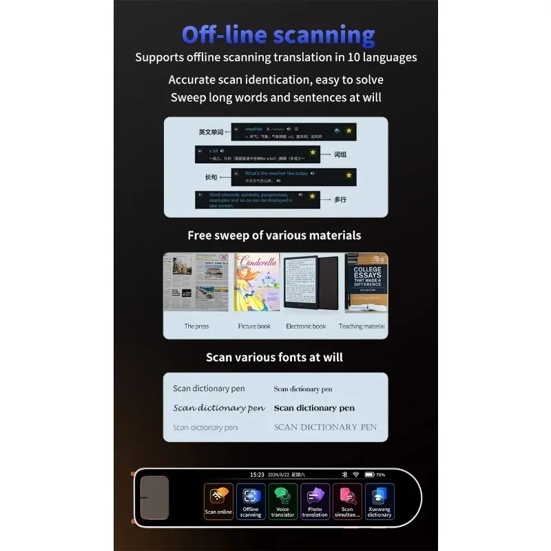 A29S مترجمون اللغات مترجم عربي مسح الترجمة القلم آلة إلكترونية جهاز مترجم اللغة الصوتية