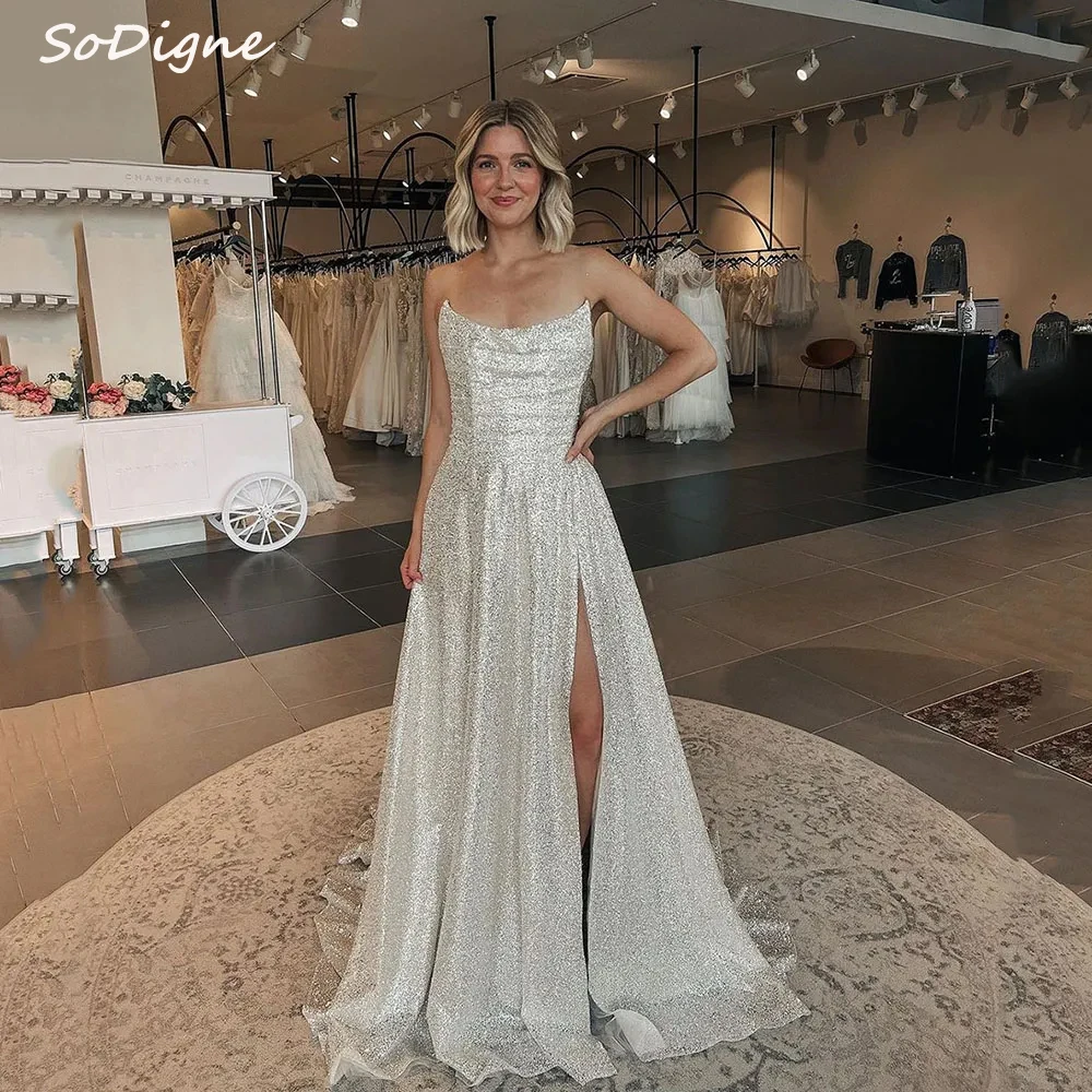 SoDigne Elegant Simple Wedding Dress 2022 Off The Shoulder Princess Boho Satin Bridal Dress With Belt Bowknot Women Wedding Gown