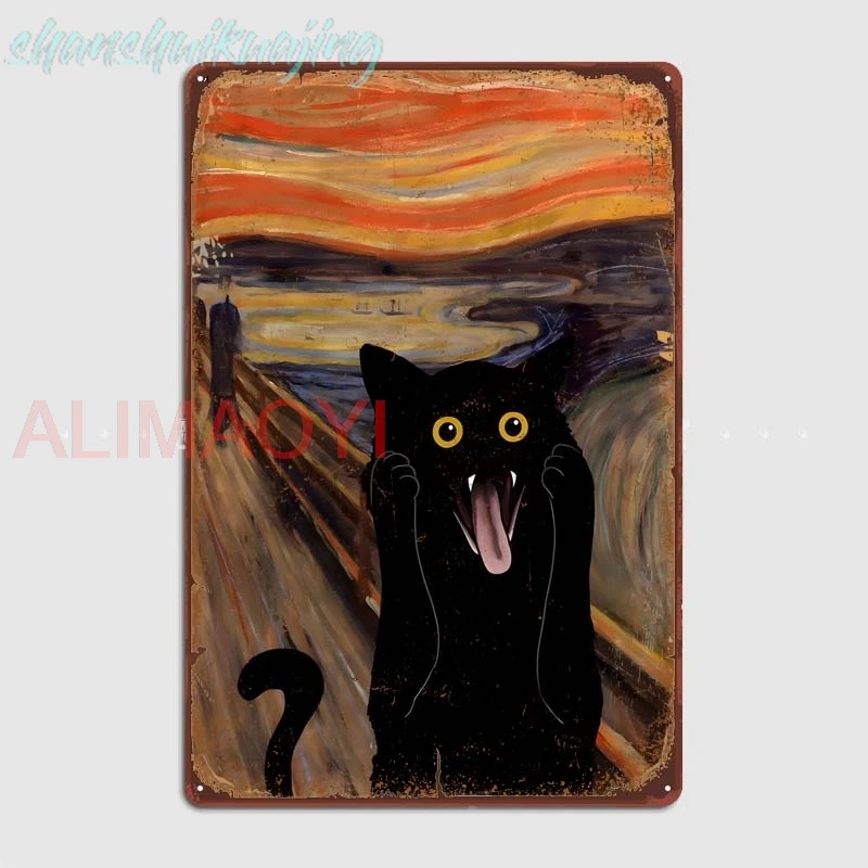 Scream Meow Vintage Home Decor Items Tin Sign Vintage Garden Decorations Metal Signs Wall For Bar Garage Game Room Decor Post