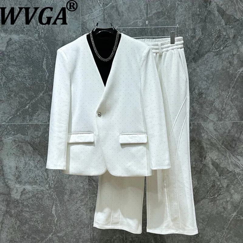 

Мужской костюм-двойка WVGA 2026: модный пиджак с алмазным дизайном и прямые брюки в стиле кэжуал. Новинка весна-осень. Модель W21134.