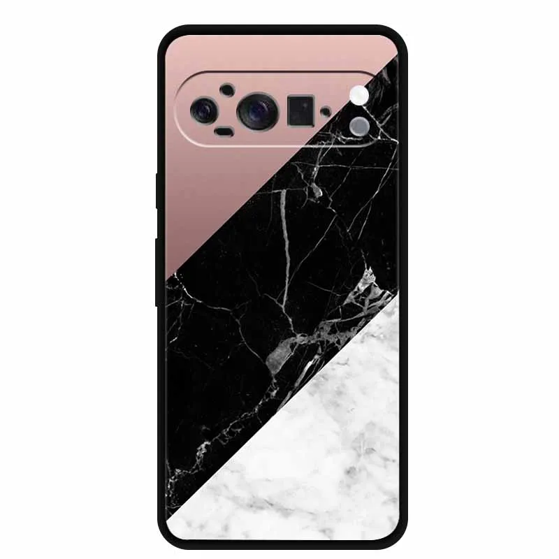 لجوجل بيكسل 10 برو غطاء رخامي ل Pixel10 برو سيليكون حافظة هاتف من البولي يوريثان الفقرة حافة سوداء الظهر لينة حامي هدية جرلي كابا