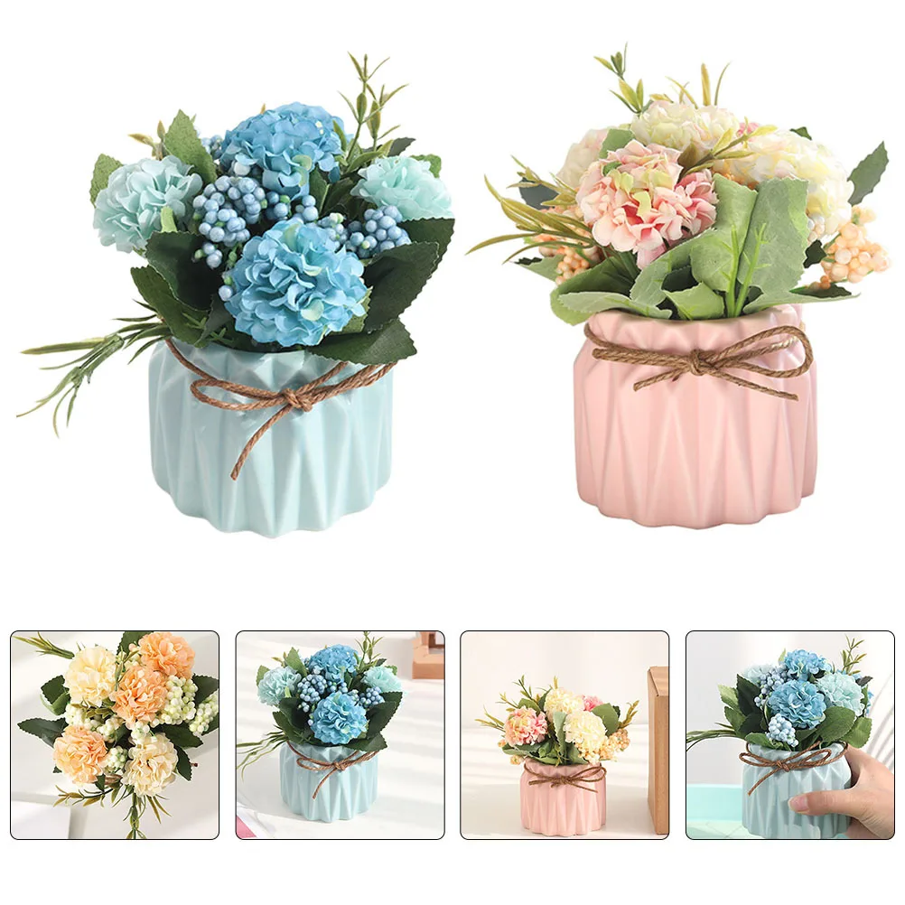 

2Pcs Vivid Artificial Flower Plant Bonsai Decorative Fake Potted Plant for Living Room Kitchen Bedroom Study Fake Bonsai