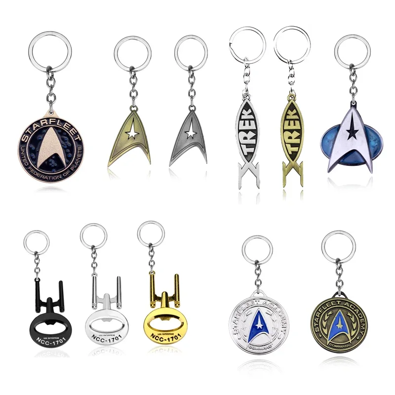 

Movie Star Trek Key Chain Classic Fashion Starfleet Command Pendant Keyring Charms Star Travel Men Women Key Accessory Gifts