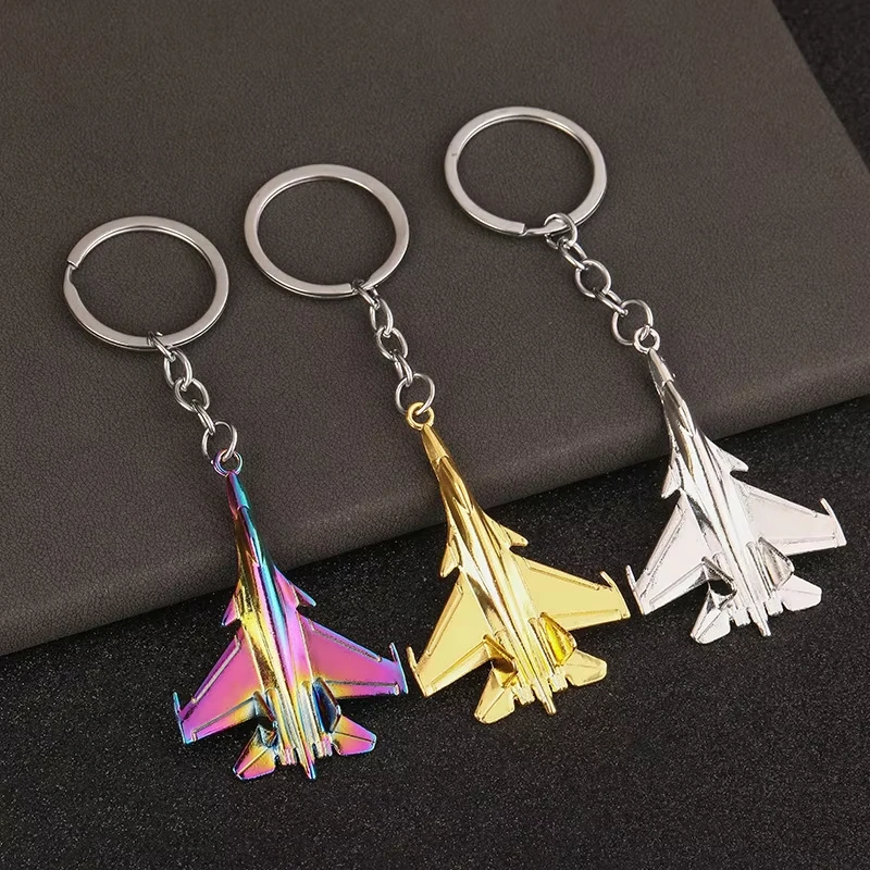 Cool Design Combat Aircraft Model Keychain for Men Personalized Zinc Alloy Bag Hanging Pendant Car Key Ring Decor Accessories