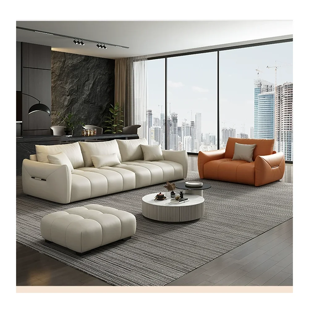 2026 modern pure white color couch MIcrofiber fabric leather living room modern arm white 1 2 3 seat no legs sofa set