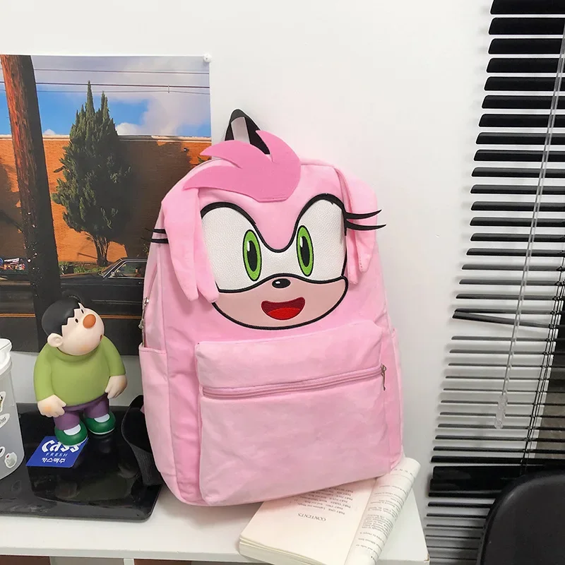 

Bandai Sonic pink backpack, large capacity cute cartoon schoolbag, adjustable shoulder straps, fashionable and versatile