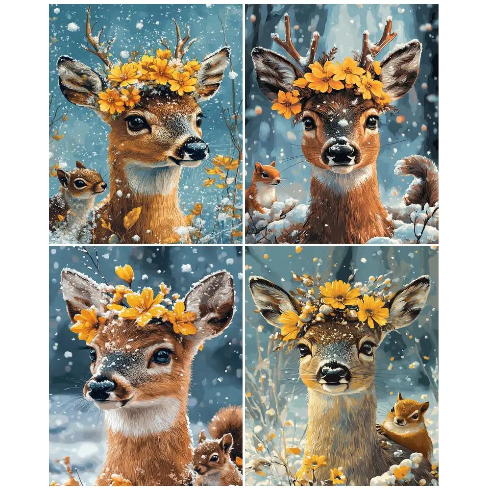 GATYZTORY Painting By Number Adults Adult Coloring Art Stuff Paintings On Number Winter deer Wall Decororation Artwork Frameless