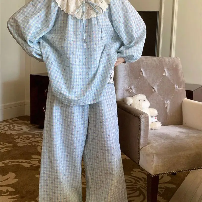 

Женская одежда, пижамы, осенне-зимние милые брюки с длинными рукавами, домашняя одежда, комплект из двух предметов, удобная мода