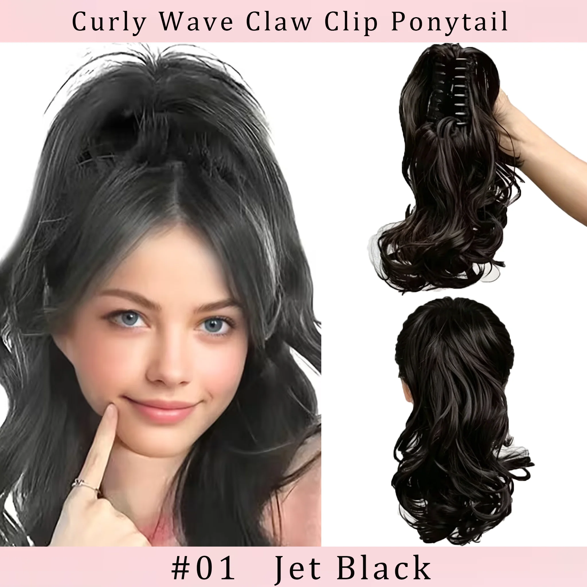 

Curly Wave Claw Clip Ponytail Extension Lightweight Synthetic Hair for Women Additions for Daily Wear
