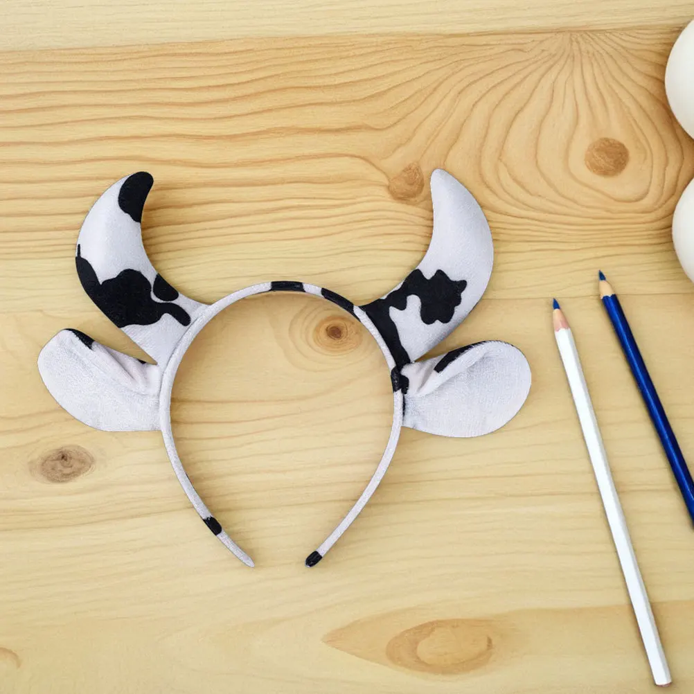 

2Pcs Cute Cow Ear Headband Kids Adorable Animal Ears Hair Accessories Photo Props Party Dress-Up Costume Childrens Cow Costume