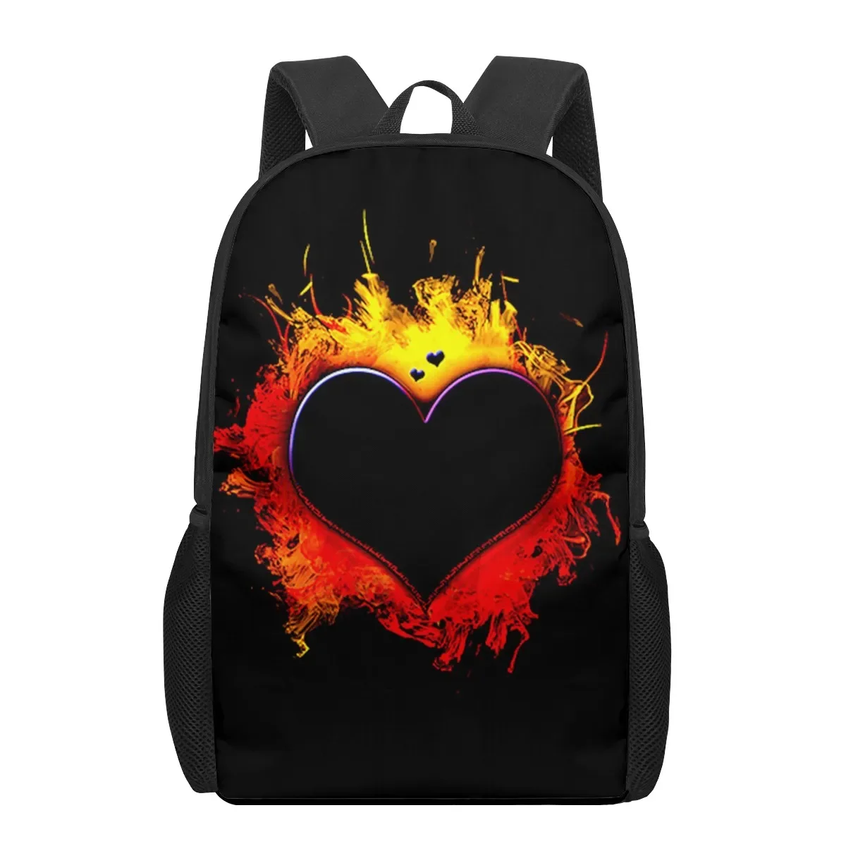 Love Heart Backpack Romantic Flowers Schoolbags for Teen Girl Boys Couple Valentine's Day Gift 16 Inches Double Shoulder Daypack