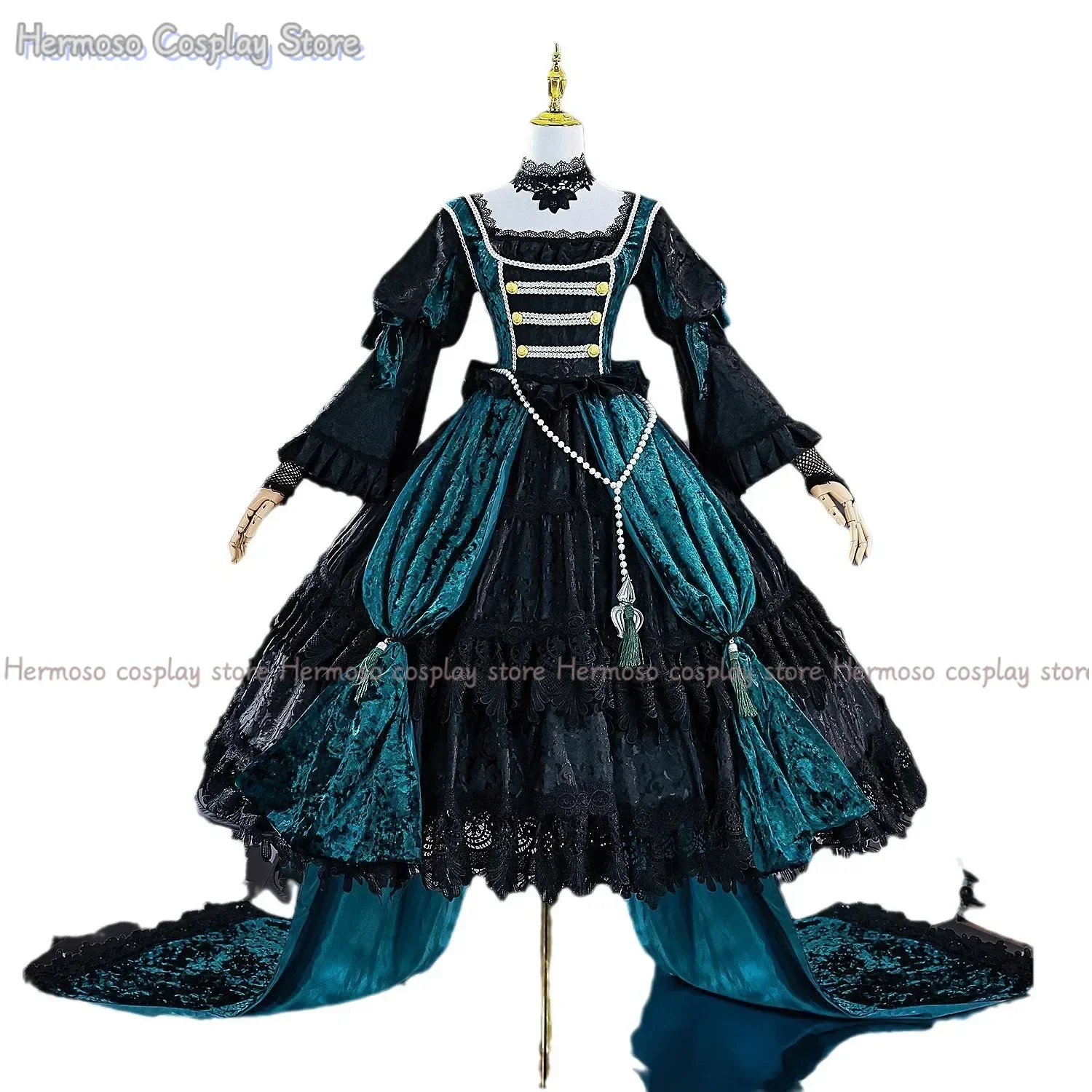 Ciel Phantomhive Green Lady Cosplay Costume Wig Accessories Props Anime Black Butler Halloween Party Gorgeous Sexy Green Dress