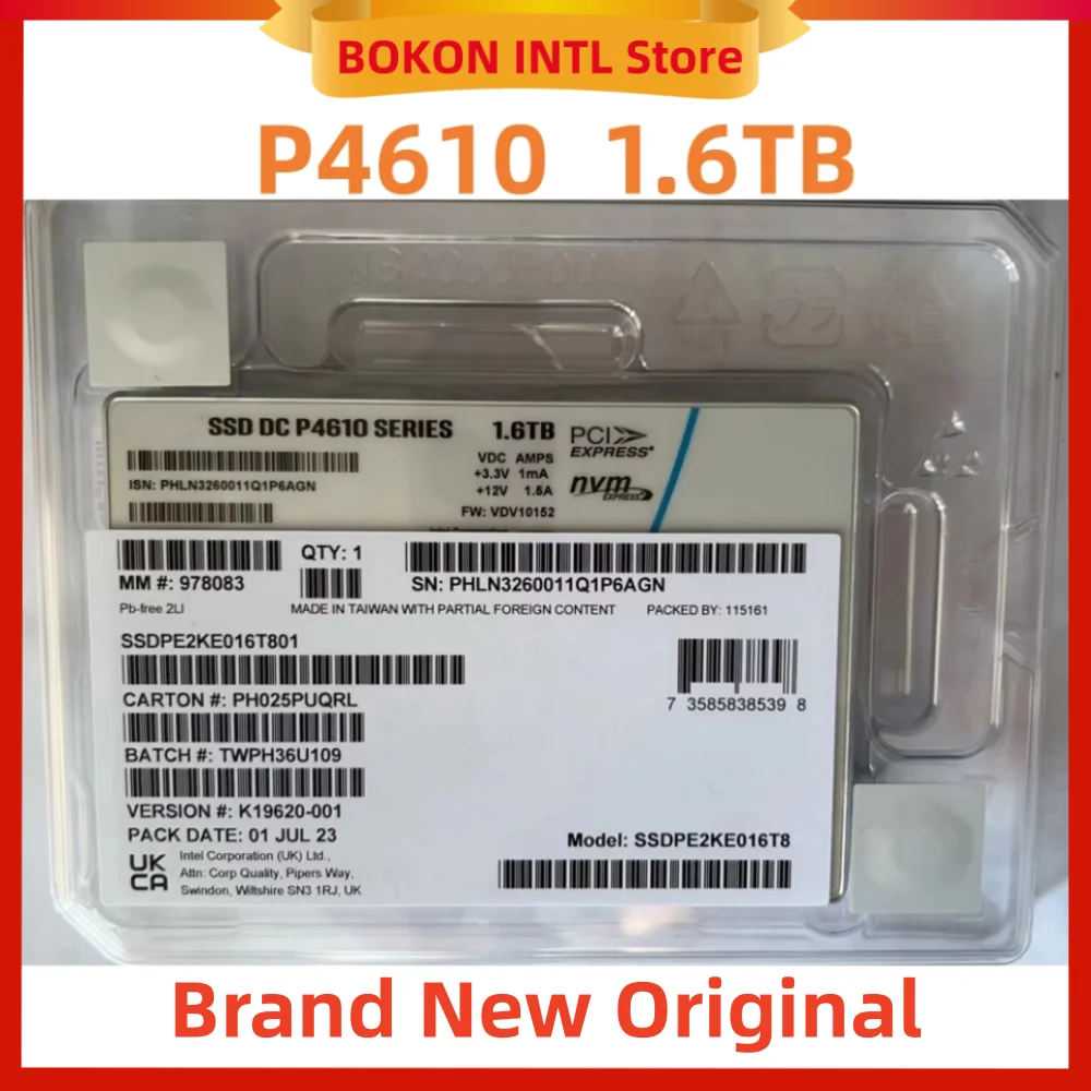 Original DC P4610 Series 1.6TB 3.2TB 6.4TB 7.68TB Enterprise U.2 NVME PCIE 3.0X4 Solid State Drive SSD  Internal SSD For Intel