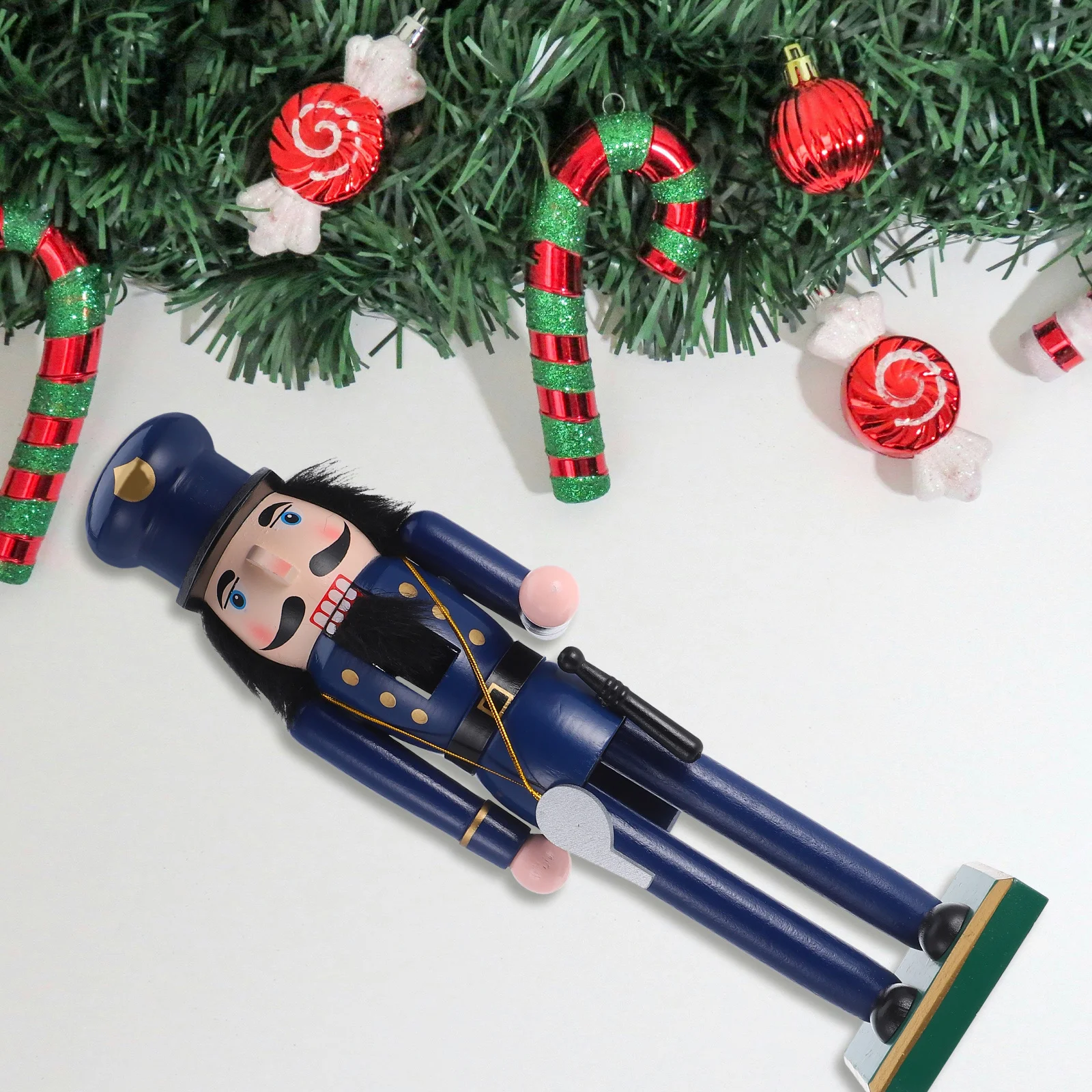 

Traditional Wooden Police Nutcracker 36cm Christmas Table Centerpiece Xmas Desktop Ornament Shelf Decoration Nutcracker Statue