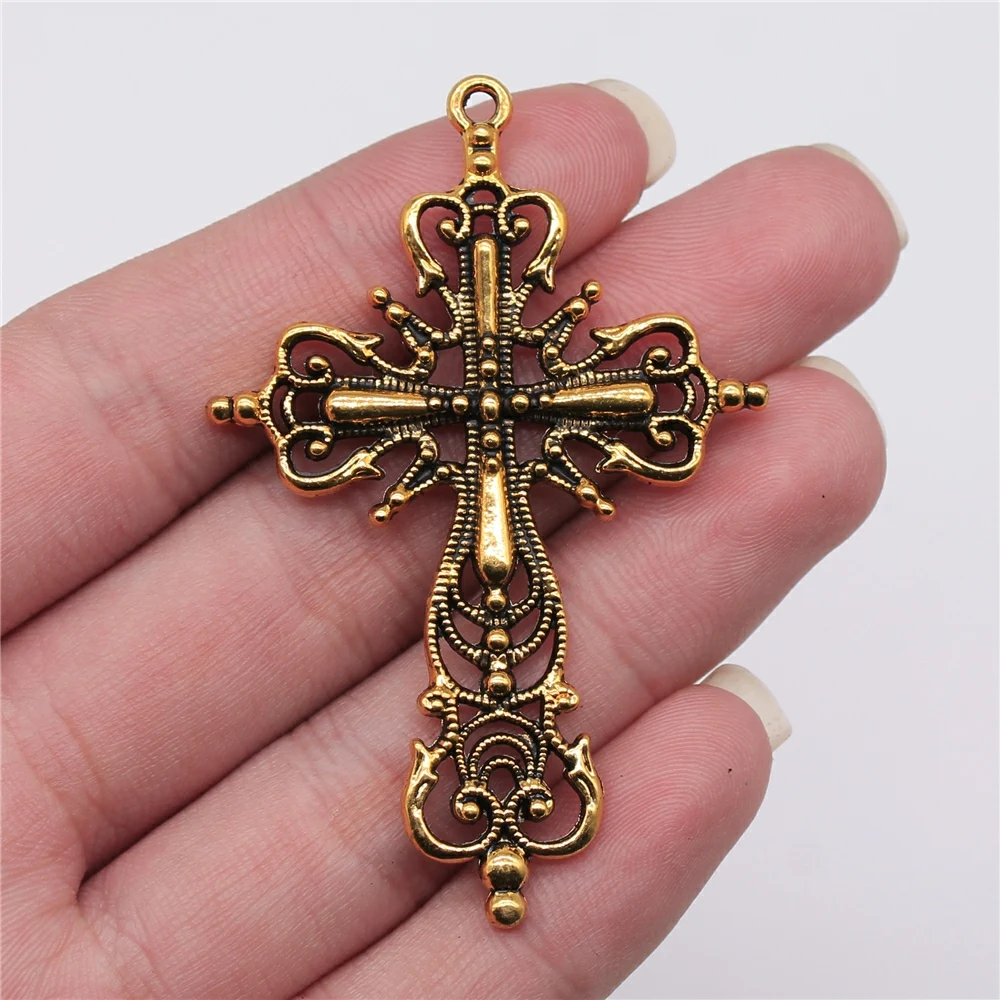 WYSIWYG 2pcs 64x43mm Cross Charm Men Large Cross Charm Pendants Big Cross Charm Vintage DIY Accessories For Jewelry Making