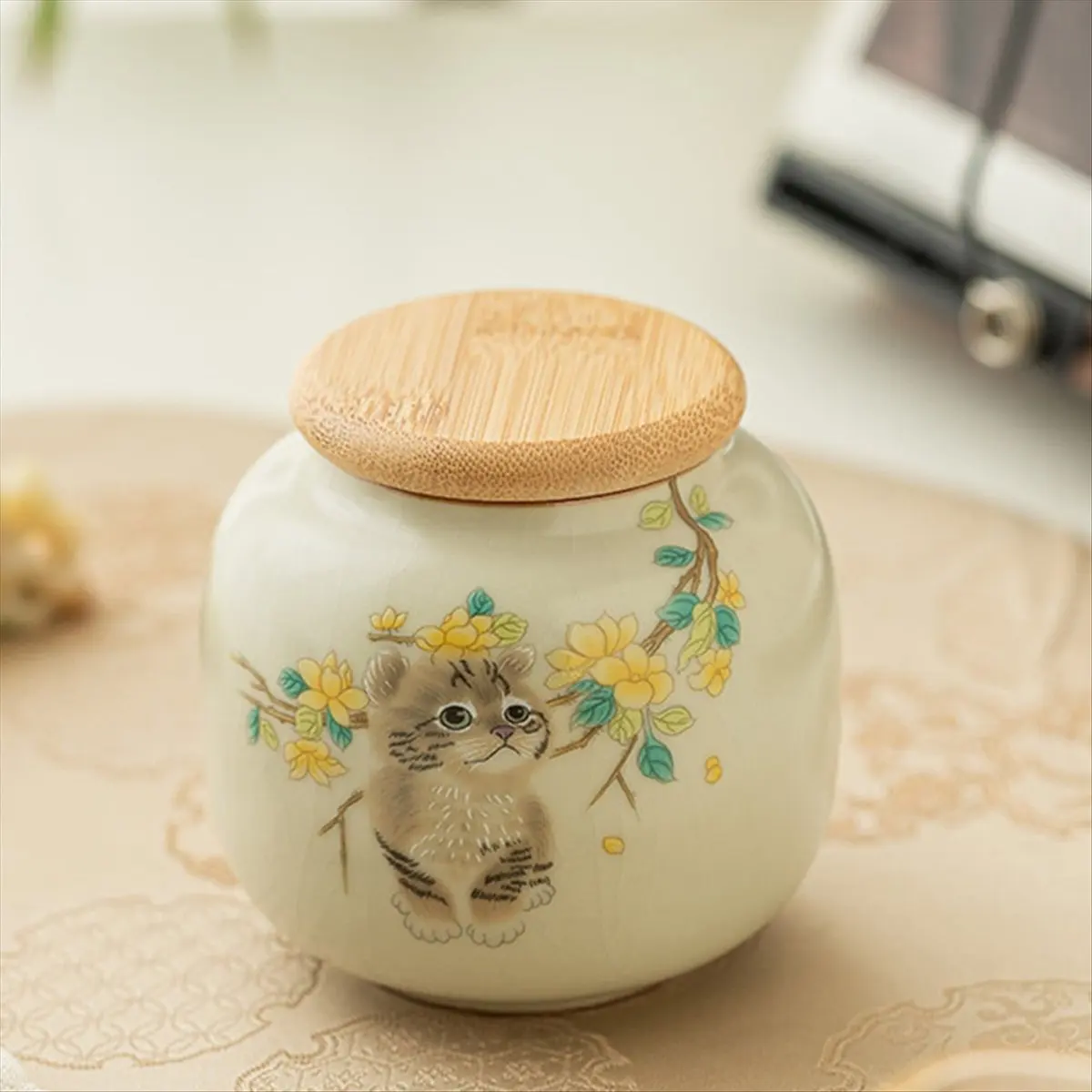 علبة شاي سيراميك 2026 + 9 أونصة مع غطاء محكم الغلق - جرة تخزين بتصميم رائع لشاي أوراق الشاي والقهوة ومنظم السكر